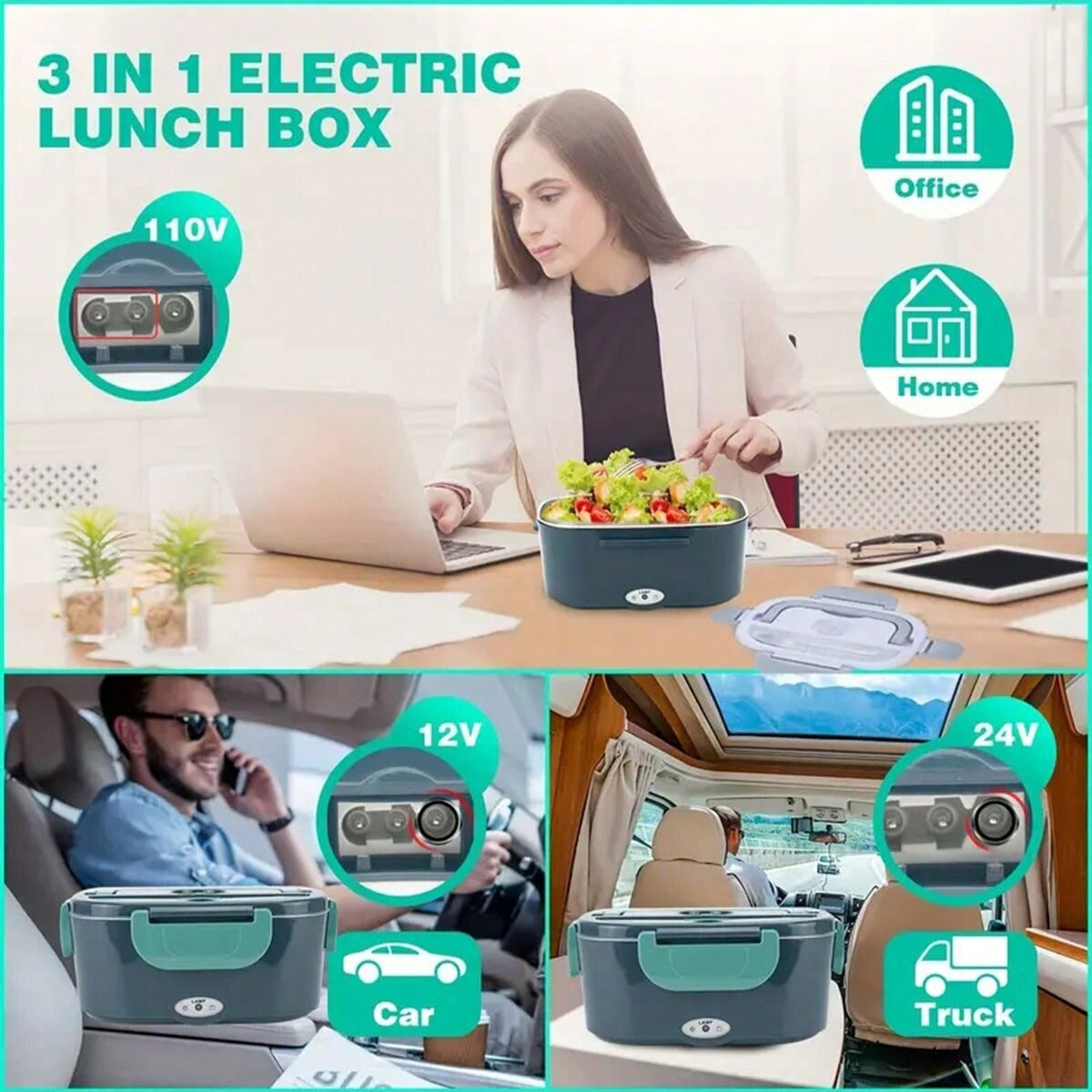 Electric Lunch Box Food Heater 3 In 1 Ultra Quick